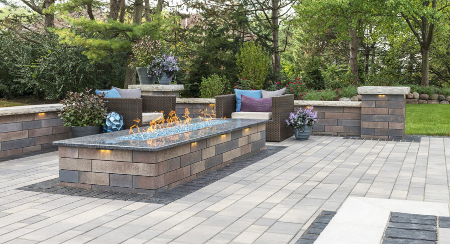 Long stone fire pit