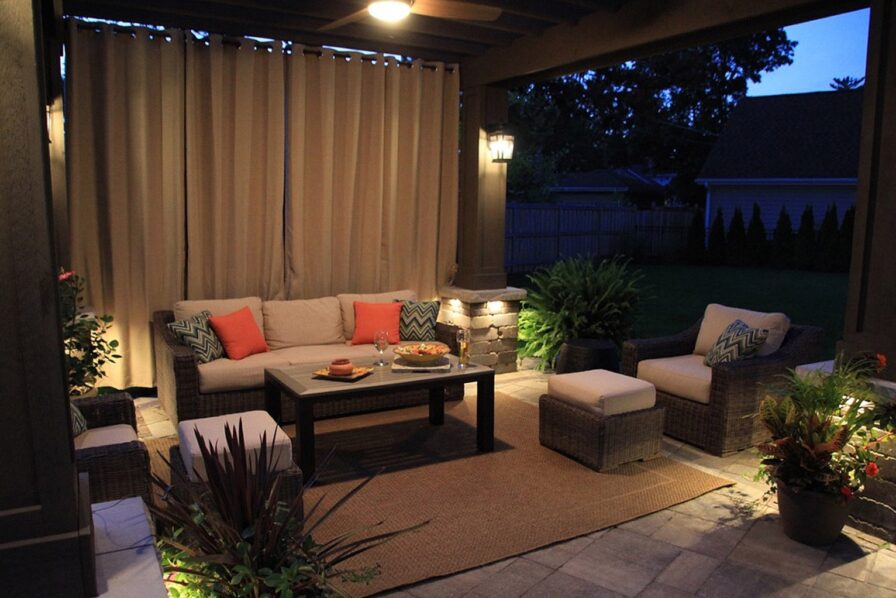 Lighting and Sound Pergola Underneath Night