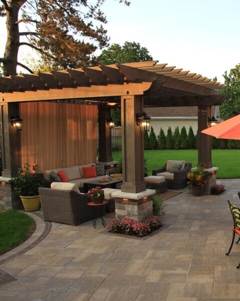 Pergola Red Umbrella